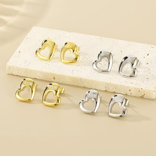 Roestvrij staal Stud Earrings, 304 roestvrij staal, Hart, mode sieraden & verschillende stijlen voor de keuze & voor vrouw, meer kleuren voor de keuze, Verkocht door pair