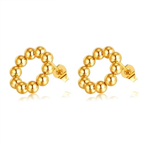 Roestvrij staal Stud Earrings, 304 roestvrij staal, Donut, gold plated, mode sieraden & voor vrouw, meer kleuren voor de keuze, 16x17mm, Verkocht door pair