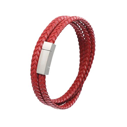 PU cavo bracciali, with 304 acciaio inox, gioielli di moda & lunghezza differente per scelta & unisex, nessuno, Venduto da PC