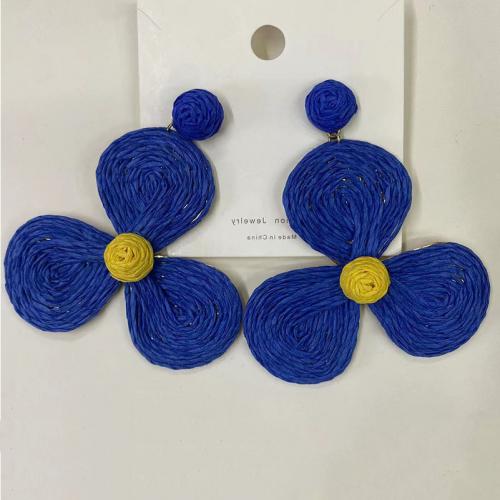 Pendientes, Rafidah Grass, Flor, Joyería & para mujer, más colores para la opción, libre de níquel, plomo & cadmio, 89x74mm, Vendido por Par