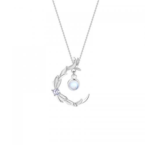 Cubic Zircon Micro Pave 925 Sterling Silver Necklace with Lampwork with 5CM extender chain plated micro pave cubic zirconia & for woman silver color Length Approx 40 cm Sold By PC