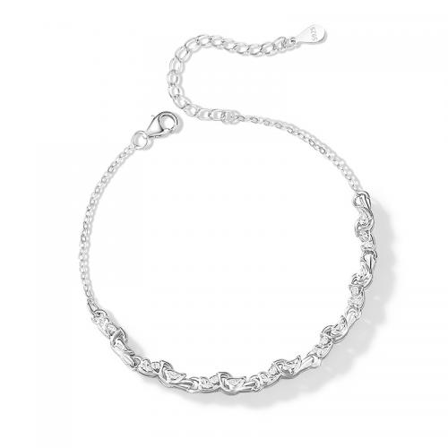 Sterling Silver Βραχιόλια, 925 Sterling Silver, με 4CM επεκτατικού αλυσίδας, επιχρυσωμένο, για τη γυναίκα, ασήμι, Μήκος Περίπου 16 cm, Sold Με PC