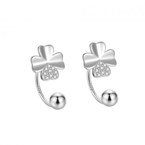 Boucle d'oreille bijoux en argent sterling, argent sterling 925, Placage, pour femme, couleur platine, Vendu par paire