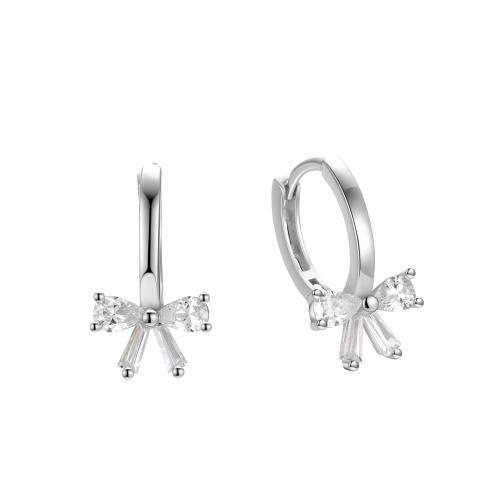 Cubic Zirconia micro pavimenta Sterling Silver Earring, 925 argento sterlina, Nodo di Cravatta, placcato, Micro spianare cubic zirconia & per la donna, nessuno, Venduto da coppia