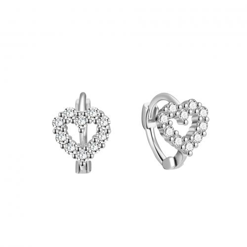 Cubic Zirconia Micro Pave Sterling Silver Earring 925 Sterling Silver Heart plated micro pave cubic zirconia & for woman Sold By Pair