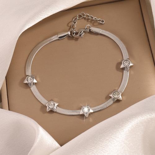 Stainless Steel Jewelry Bracelet 304 Stainless Steel plated for woman & with rhinestone Sold By PC