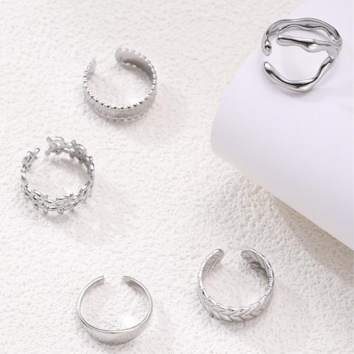 Bague acier titane, poli, unisexe & styles différents pour le choix, argent, Vendu par PC