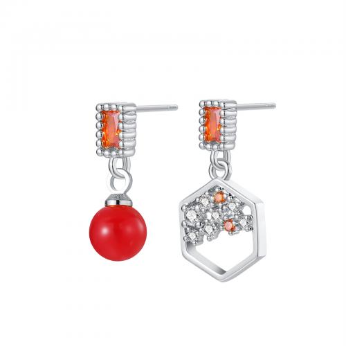 Boucles d'oreilles asymétriques, laiton, bijoux de mode & pour femme & avec strass, plus de couleurs à choisir, protéger l'environnement, sans nickel, plomb et cadmium, 15x10mm, Vendu par paire