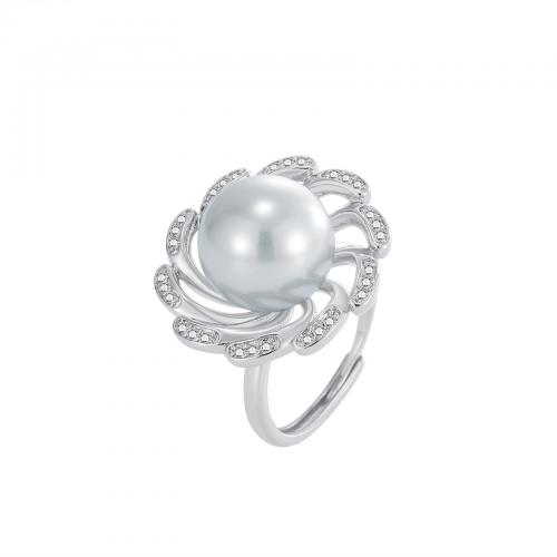 Prás Finger Ring, le Pearl Plaisteacha, jewelry faisin & do bhean, dathanna níos mó le haghaidh rogha, nicil, luaidhe & caidmiam saor in aisce, Díolta De réir PC