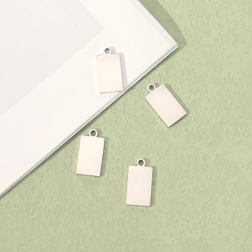 Bijoux pendentifs en acier inoxydable , Acier inoxydable 304, rectangle, poli, bijoux de mode & DIY, couleur originale, 10x20mm, Vendu par PC