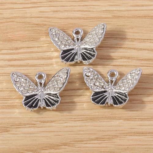 Zinc Alloy Rhinestone Pendants Butterfly DIY & with rhinestone nickel lead & cadmium free Approx Sold By Bag