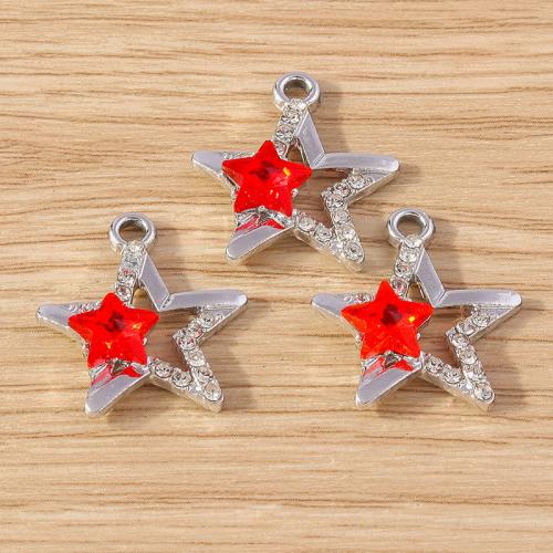 Zinc Alloy Rhinestone Pendants Star plated DIY & with rhinestone nickel lead & cadmium free Approx Sold By Bag