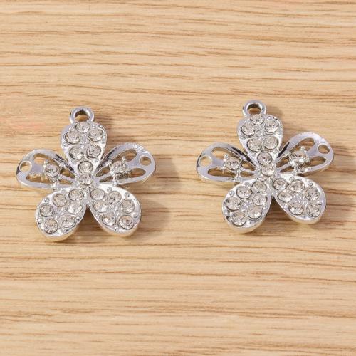 Zinc Alloy Rhinestone Pendants Flower DIY & with rhinestone nickel lead & cadmium free Approx Sold By Bag