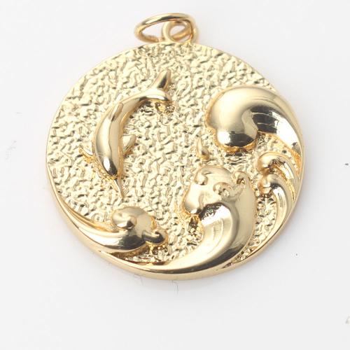 Brass Jewelry Pendants Round gold color plated DIY nickel lead & cadmium free Sold By PC