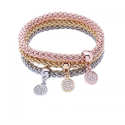 Bracciale in lega di zinco, lega in zinco, tre pezzi & gioielli di moda & per la donna, colori misti, assenza di nichel,piombo&cadmio, Lunghezza Appross. 25.5 cm, Venduto da set