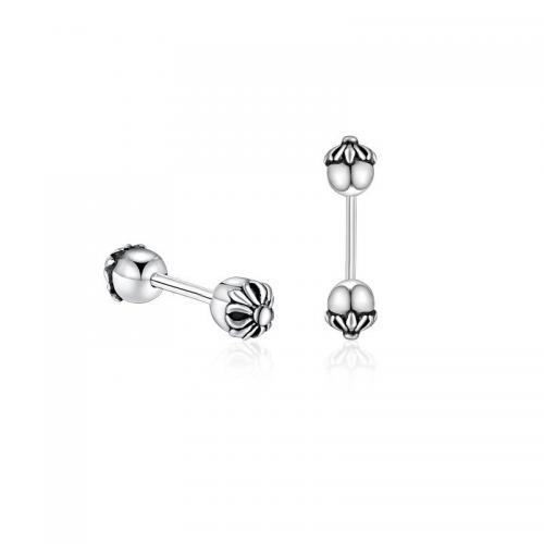 Zinc Alloy Stud Earring, silver plated, Vintage & voor de mens, 3mm, Verkocht door pair