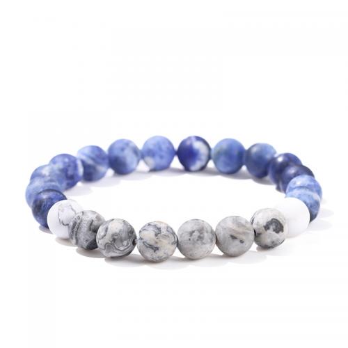 Sodalite Bracelet, le Léarscáil Stone, Babhta, lámhdhéanta, nádúrtha & unisex & méid éagsúla do rogha, Fad Thart 7-8 Inse, Díolta De réir PC