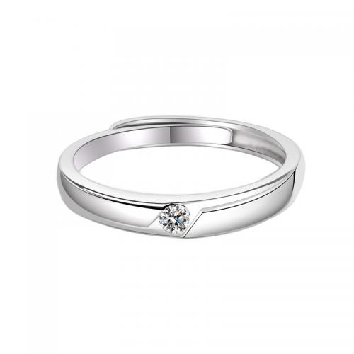 925 Sterling Zilver Manchet Finger Ring, geplatineerd, micro pave zirconia & voor vrouw, Maat:6-8, Verkocht door PC