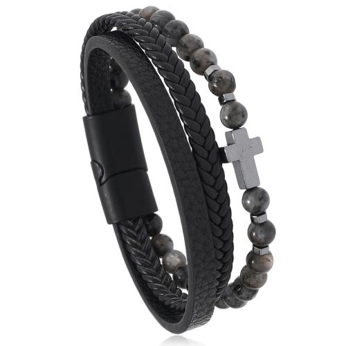 PU cavo bracciali, with Pietra naturale & 304 acciaio inox, fatto a mano, gioielli di moda & per l'uomo, nessuno, Lunghezza Appross. 21 cm, Venduto da PC