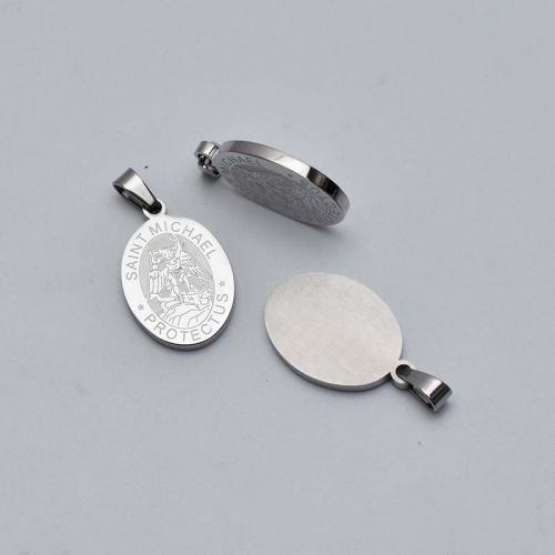 Wisiorki ze stali nierdzewnej, Stal nierdzewna 304, Płaski owal, obyty, biżuteria moda & DIY, oryginalny kolor, 33x18x2.10mm, sprzedane przez PC