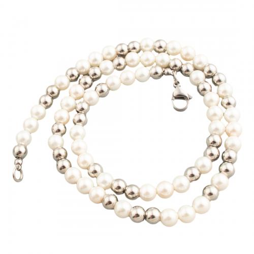 Collier coquillages de mer du Sud, Acier inoxydable 304, avec Shell Pearl, bijoux de mode & unisexe, 6mm, Longueur Environ 50 cm, Vendu par PC