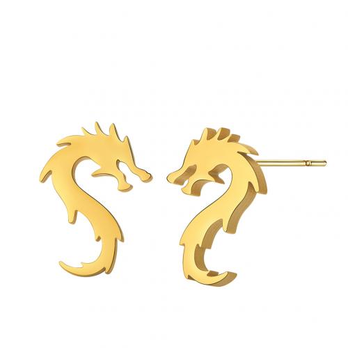 Stainless Steel Stud Earrings 304 Stainless Steel Dragon Vacuum Ion Plating fashion jewelry & for woman Sold By Pair