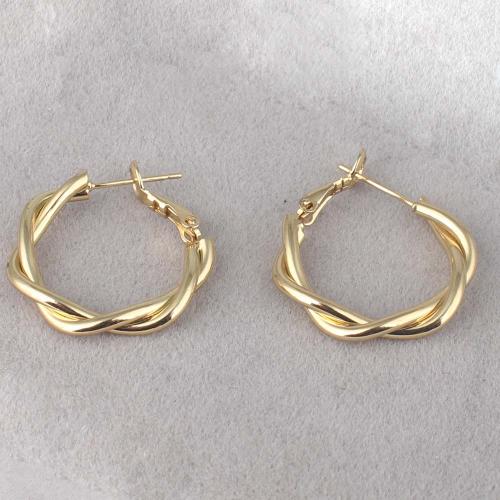 Pendientes de Aro en Latón, metal, chapado en color dorado, para mujer, libre de níquel, plomo & cadmio, 26.80x24.50x3.90mm, Vendido por Par