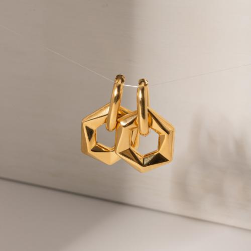 Stainless Steel Drop Earring 304 Stainless Steel plated fashion jewelry golden Sold By Pair