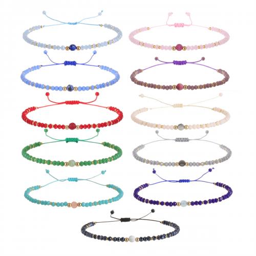 Pulseras de Cristal, con Hilo de algodón & Piedra natural, hecho a mano, Joyería & para mujer, más colores para la opción, longitud aproximado 18-23 cm, Vendido por UD