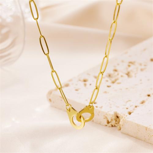 Collier de bijoux en acier inoxydable, Acier inoxydable 304, Placage, pour femme, doré, Vendu par PC