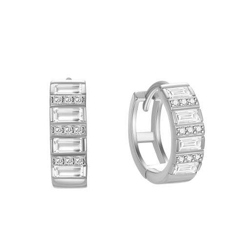 Cubic Zirkonia Micro Pave Sterling Silver Korvakorut, 925 Sterling Silver, päällystetty, Micro Pave kuutiometriä zirkonia & naiselle, enemmän värejä valinta, Myymät Pair