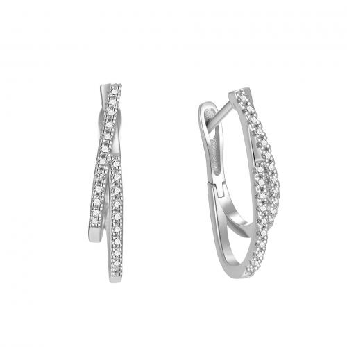 Cubic Zirconia micro pavimenta Sterling Silver Earring, 925 argento sterlina, placcato, Micro spianare cubic zirconia & per la donna, nessuno, Venduto da coppia