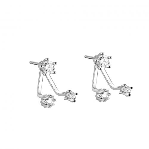 Cubic Zirconia micro pavimenta Sterling Silver Earring, 925 argento sterlina, placcato, Micro spianare cubic zirconia & per la donna, nessuno, Venduto da coppia