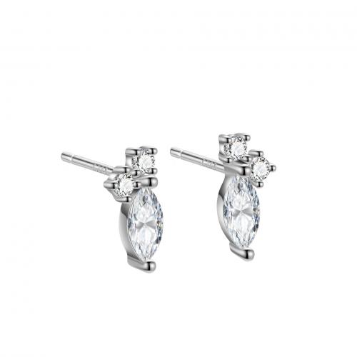 Cubic Zirconia micro pavimenta Sterling Silver Earring, 925 argento sterlina, placcato, Micro spianare cubic zirconia & per la donna, nessuno, Venduto da coppia