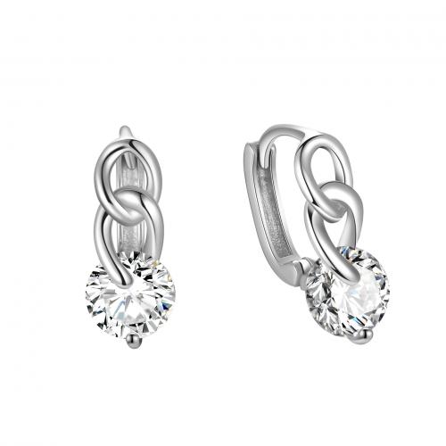 Cubic Zirconia micro pavimenta Sterling Silver Earring, 925 argento sterlina, placcato, Micro spianare cubic zirconia & per la donna, nessuno, Venduto da coppia