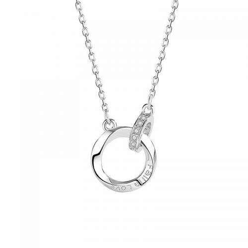 Circón cúbico micr3ofono pavimenta collar de plata esterlina, plata de ley 925, con 5CM extender cadena, chapado, micro arcilla de zirconia cúbica & para mujer, color de platina, longitud aproximado 40 cm, Vendido por UD