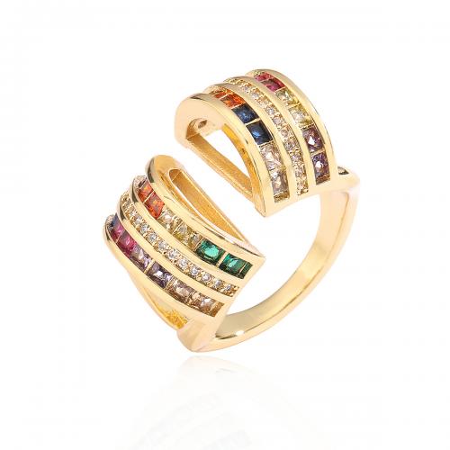 Cúbicos Circonia Micro Pave anillo de latón, metal, chapado, micro arcilla de zirconia cúbica & para mujer, más colores para la opción, Vendido por UD