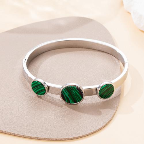 Bracelet en acier inoxydable, Acier inoxydable 304, avec turquoise, Placage, pour femme, vert, Vendu par PC