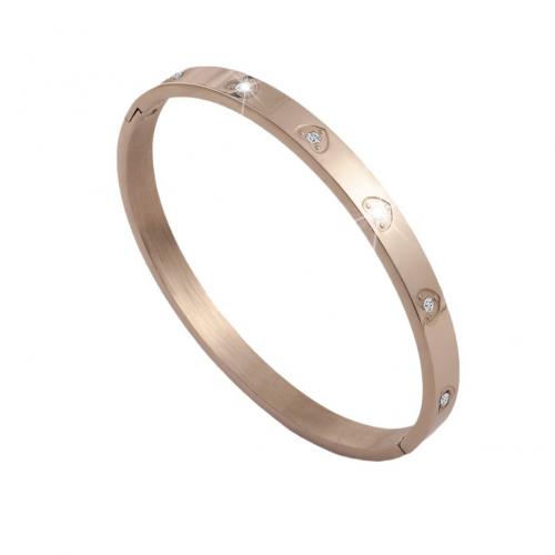 Rozsdamentes acél bangle, 304 rozsdamentes acél, galvanizált, a nő & strasszos, több színt a választás, Által értékesített PC