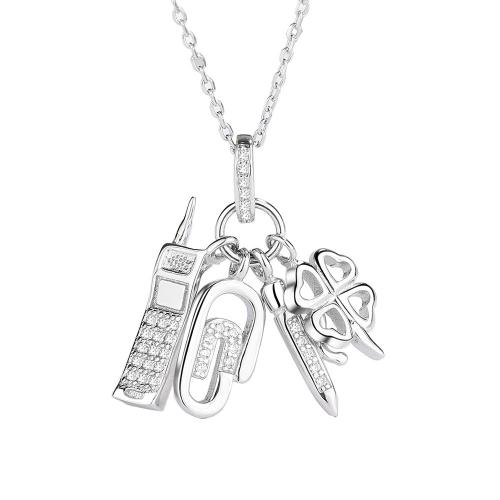 925 Sterling Silver Jewelry Set, 925 sterline d'argento, placcato platino, stili diversi per la scelta & Micro spianare cubic zirconia & per la donna & cavo, Venduto da PC