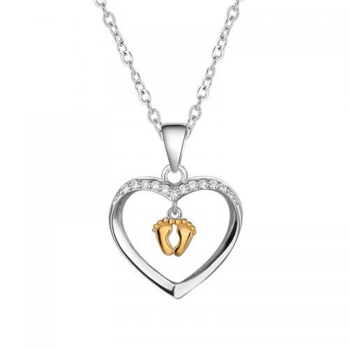 Mors dag Smykker og forsyninger, 925 Sterling Sølv, Heart, forgyldt, Mother Day Smykker & forskellige stilarter for valg & Micro Pave cubic zirconia & for kvinde, Solgt af PC