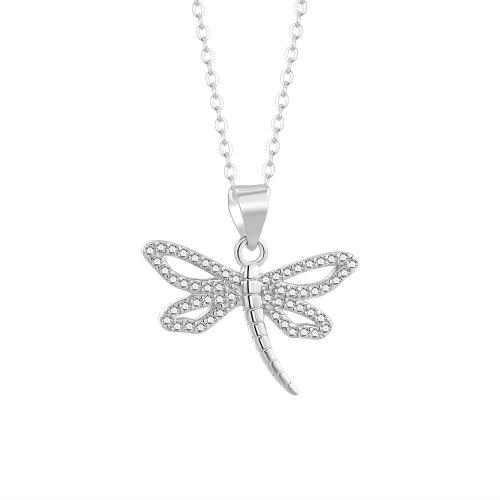 925 Sterling Silver Přívěsek, Dragonfly, platina á, micro vydláždit kubické zirkony & pro ženy & dutý, Prodáno By PC