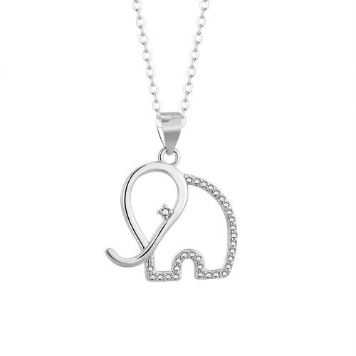 Cubic Zirconia Micro Pave Sterling sølv vedhæng, 925 Sterling Sølv, Elephant, platineret, Micro Pave cubic zirconia & for kvinde & hule, 20x25mm, Solgt af PC