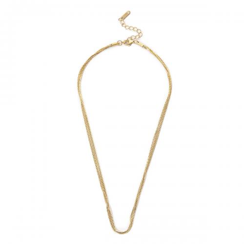 Collier d'acier titane, bijoux de mode & multicouche & pour femme, doré, Longueur Environ 41.5-47.5 cm, Vendu par PC