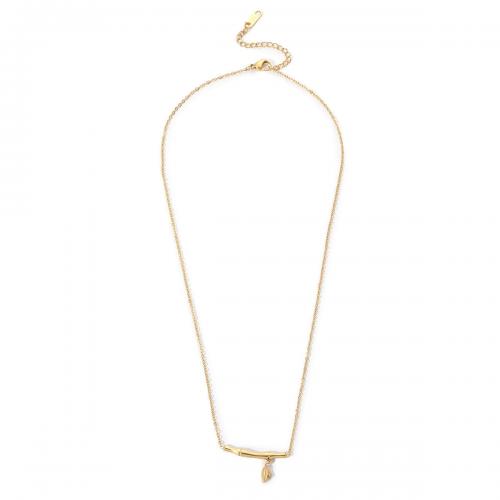 Collier d'acier titane, bambou, bijoux de mode & pour femme, doré, Longueur Environ 43.5-49.3 cm, Vendu par PC