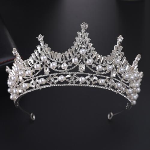 Tiaras, Zink Alloy, med Kristall & Plast Pearl, mode smycken & för kvinna & med strass, fler färger för val, nickel, bly och kadmium gratis, diameter 140mm, height 75mm, Säljs av PC