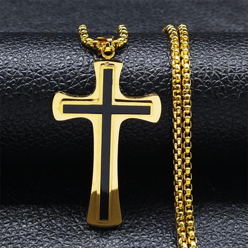 Stainless Steel Jewelry Necklace 304 Stainless Steel Cross fashion jewelry & for woman Length Approx 60 cm Sold By PC