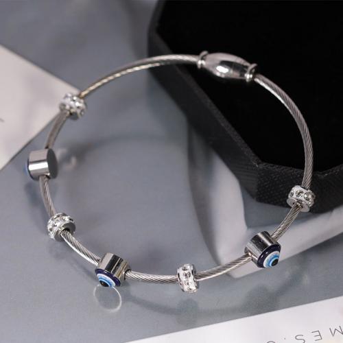 304 roestvrij staal European Bangle, mode sieraden & voor vrouw & met strass, meer kleuren voor de keuze, Lengte Ca 17 cm, Verkocht door PC