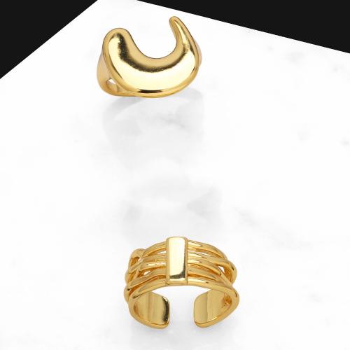 Messing Fingerring, plattiert, Modeschmuck & verschiedene Muster für Wahl, goldfarben, frei von Nickel, Blei & Kadmium, verkauft von PC