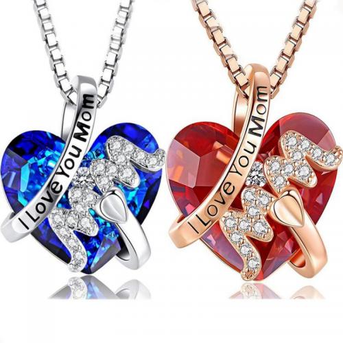 Zinc Alloy Jewelry Necklace Heart plated fashion jewelry & for woman & with rhinestone nickel lead & cadmium free Length Approx 41-50 cm Sold By PC